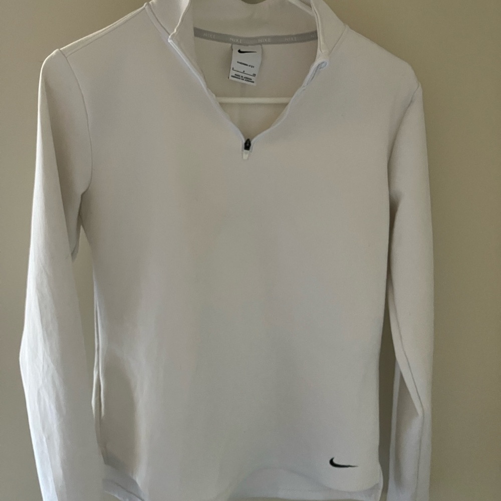Nike White Therma-Fit Quarter-Zip Pullover